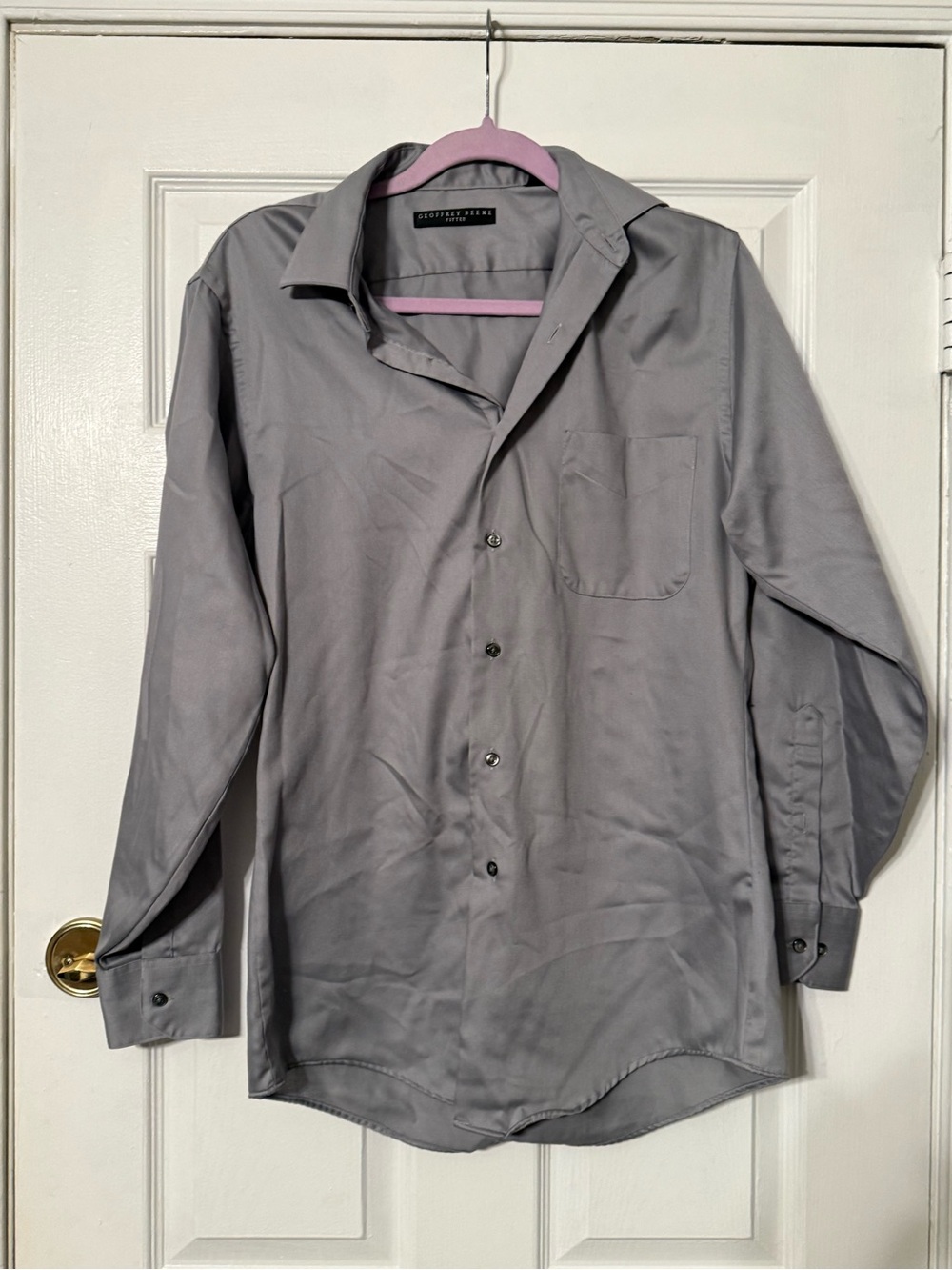 Geoffrey Beene Men's Light Gray Long-Sleeve Dress Shirt